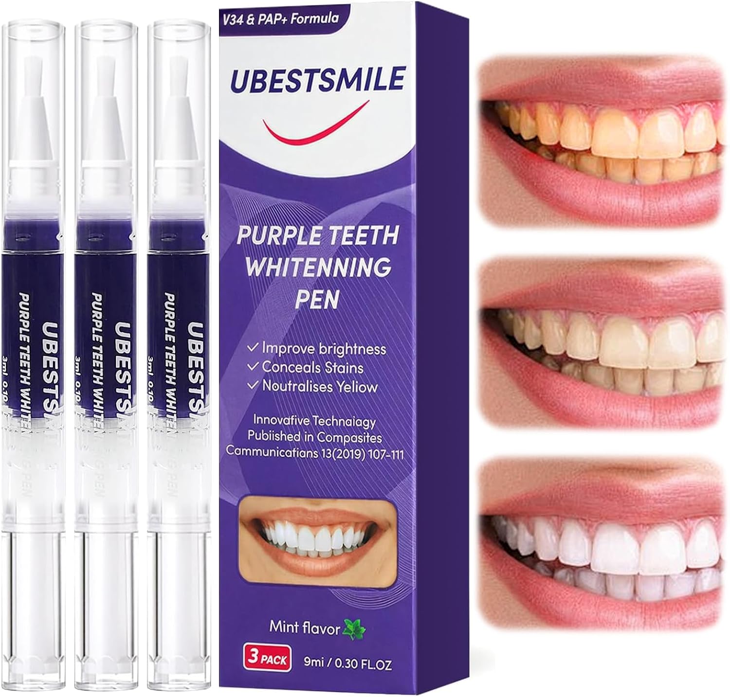 Teeth Whitening Pens - UBESTSMILE V34&PAP+ Formula Penna Sbiancante per